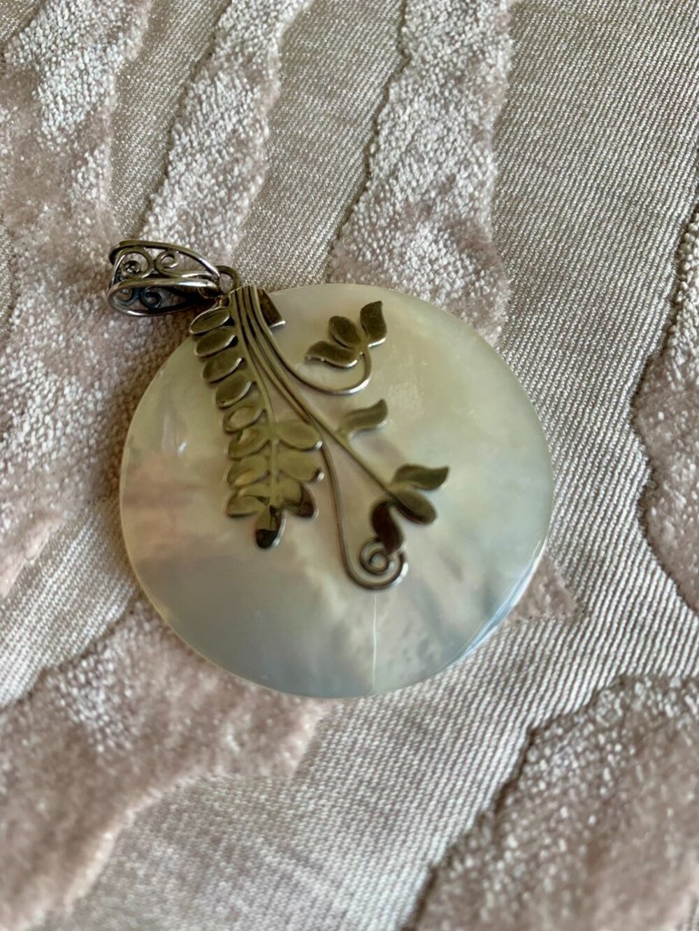 Annika Witt Sterling Silver Mother-of-Pearl Floral Leaf Pendant
